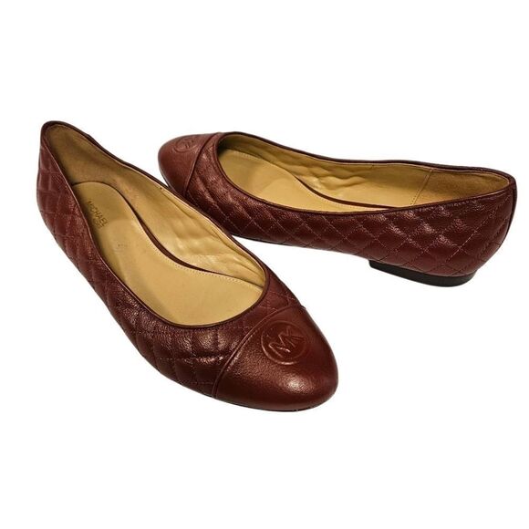 Michael Kors Women's Quilted Leather Ballet Flats - Brown - Picture 1 of 8